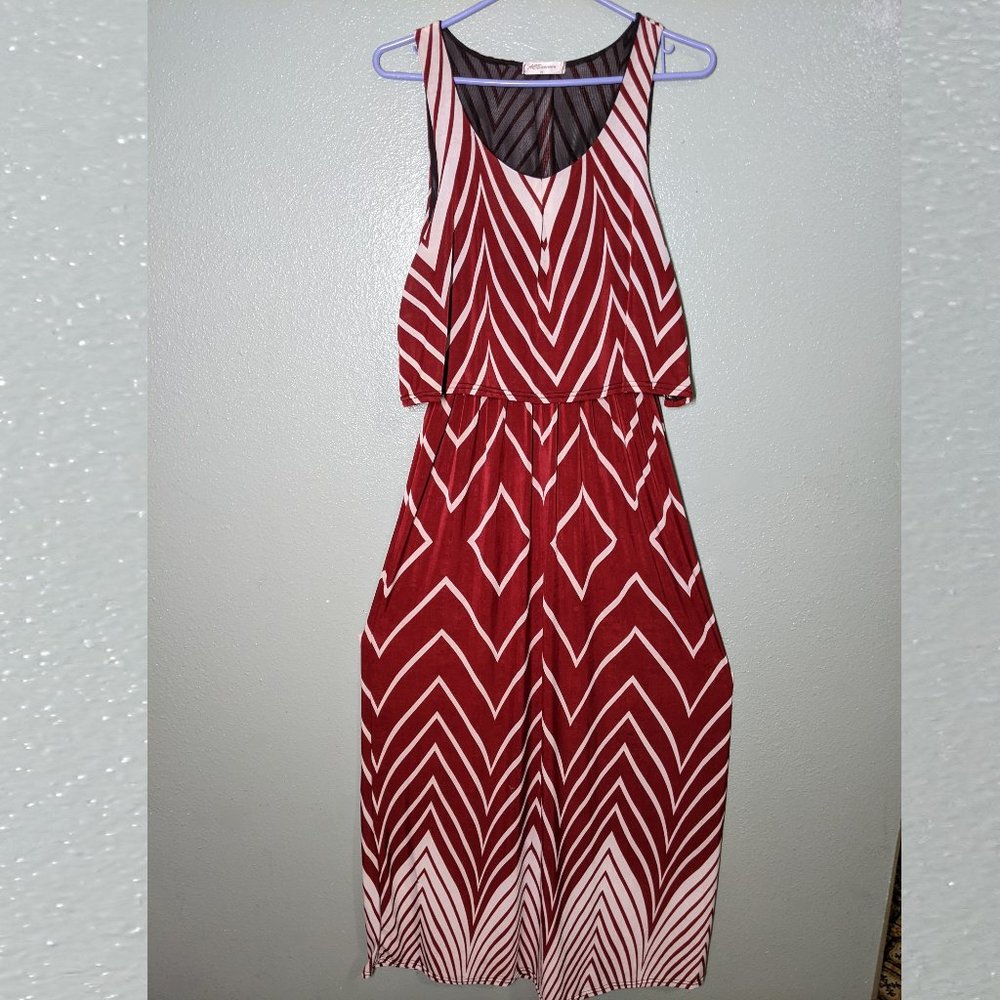 Geometric Patterned Ruffle Top Maxi Dress